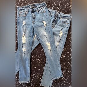 2 pairs of High Rise Jegging Aeropostale Light Blue Distressed Skinny Jeans